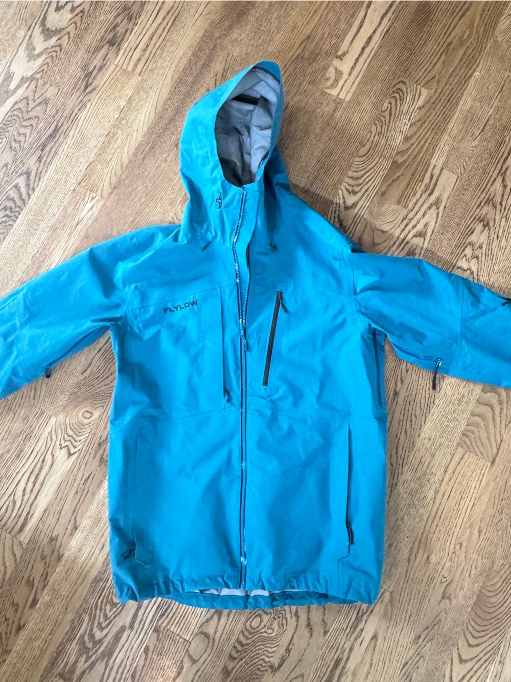 Flylow Teal/ Aqua Hooded Outdoor Shell Jacket